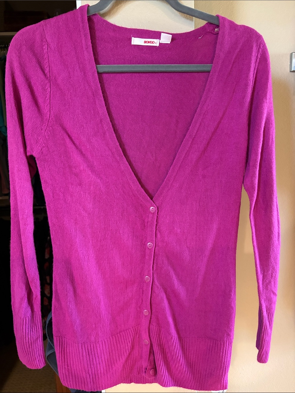 BONGO Long-Sleeve Button Cardigan - Magenta